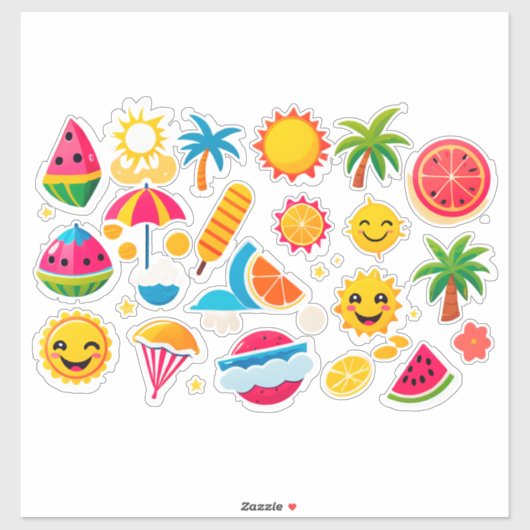 明るい夏のステッカーセット シール (シート)