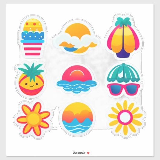 明るい夏のステッカーセット シール (シート)