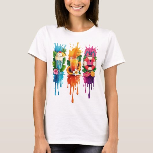 明るい夏のテーマのシーンとアイテム Tシャツ (正面)