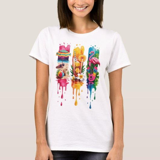 明るい夏のテーマのシーンとアイテム Tシャツ (正面)