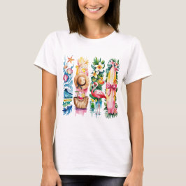 明るい夏のビーチのテーマの風景 Tシャツ