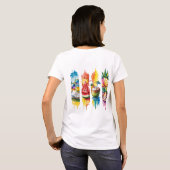 明るい夏のビーチのテーマの風景 Tシャツ (裏面フル)