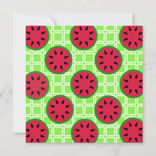 明るい夏のピクニック用スイカを緑の広場に 招待状 (裏面)