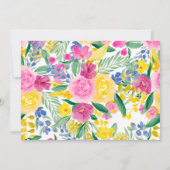 明るい夏のピンクのフローラ水色ベビーシャワー 招待状 (裏面)