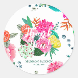 明るい夏のフローラとフルーツ感謝していユー ラウンドシール