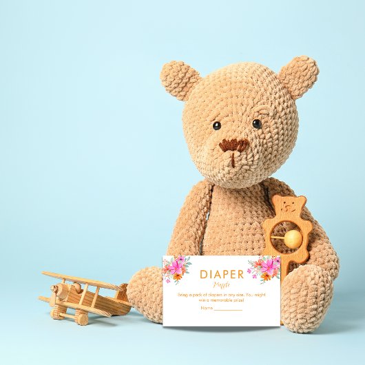 明るい夏のフローラシャワーおむつラッフル エンクロージャーカード