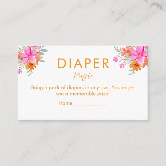 明るい夏のフローラシャワーおむつラッフル エンクロージャーカード (正面)