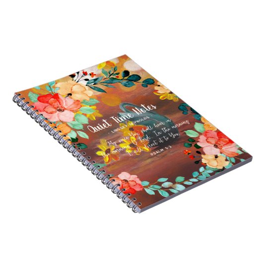明るい夏のフローラモノグラムクワイエットタイムノートブック ノートブック (右側)