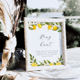 明るい夏のレモン ブライダルシャワー リング ハント ポスター