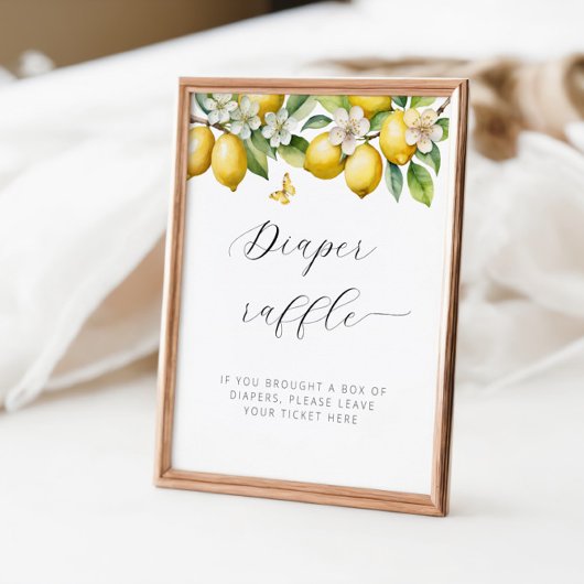 明るい夏のレモン ベイビーシャワー おむつラッフル ポスター