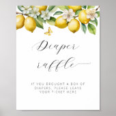 明るい夏のレモン ベイビーシャワー おむつラッフル ポスター (正面)