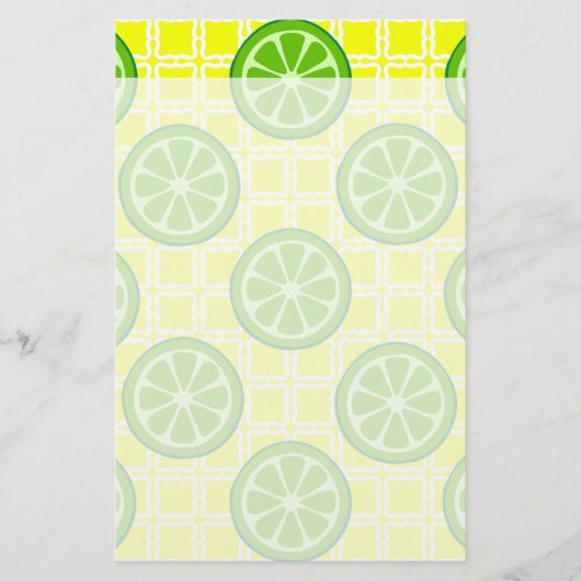 明るい夏の柑橘系ライムオンイエロースクエアタイル 便箋 (正面)