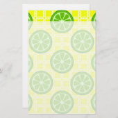 明るい夏の柑橘系ライムオンイエロースクエアタイル 便箋 (正面/裏面)