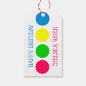 明るい夏の水玉模様オンホワイトパーソナライズされた ギフトタグ (正面)