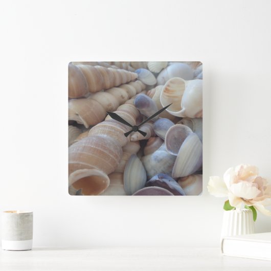 明るい夏の海の貝。 ロマンチックで、エキゾチックな熱帯 スクエア壁時計 (ホーム)
