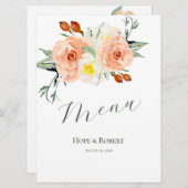 明るい夏の花のウェディングレセプション メニュー (正面/裏面)