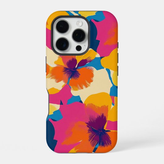 明るい夏の花モダン柄 iPhoneケース (裏面)