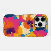 明るい夏の花モダン柄 iPhoneケース (裏面横)