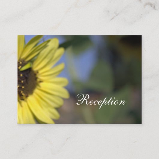 明るい夏の黄色のひまわり花、結婚披露宴 エンクロージャーカード (正面)