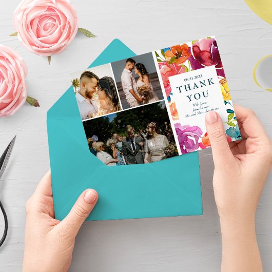 明るい夏エレガントな結婚式"ありがとう"カード セーブザデート