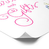 明るい夏シックなワイルドフラワーフローラブライダル標識 ポスター (角)