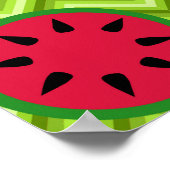 明るい夏ピクニックスイオーターメロンオングリーンシェブロン ポスター (角)