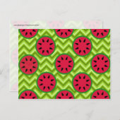 明るい夏ピクニックスイオーターメロンオングリーンシェブロン ポストカード (正面/裏面)