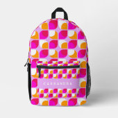 明るい夏ピンクのオレンジミッドセンチュリーアートパターン プリントバックパック (正面)