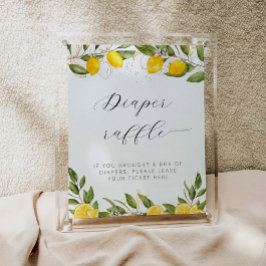 明るい夏レモンベビーシャワーおむつラッフル ポスター