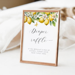 明るい夏レモンベビーシャワーおむつラッフル ポスター