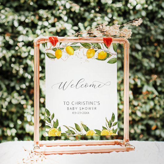 明るい夏レモンベビーシャワー歓迎ポスター ポスター