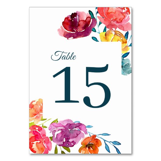 明るい夏結婚のテーブル番号記号 テーブルナンバー (正面)