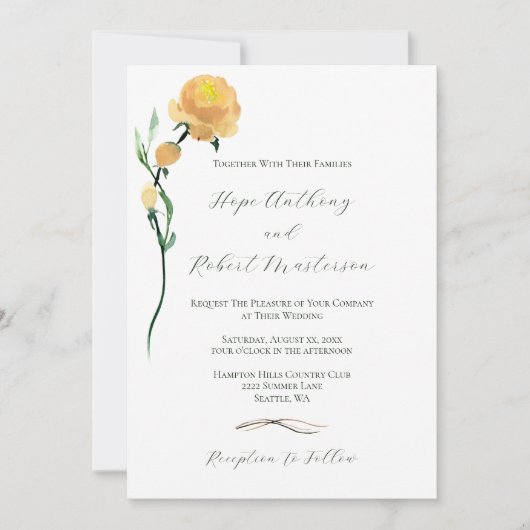 明るい夏結婚の花 招待状 (正面)