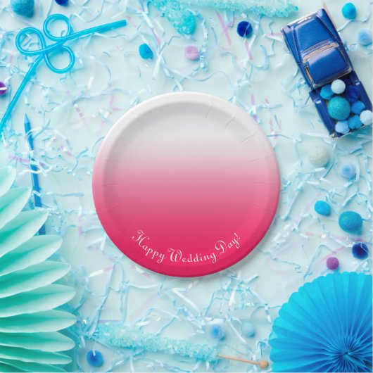 明るい夏赤と白勾配グラデーション ペーパープレート (パーティー)