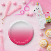 明るい夏赤と白勾配グラデーション ペーパープレート (パーティー)