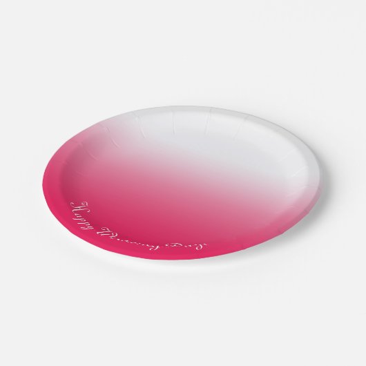 明るい夏赤と白勾配グラデーション ペーパープレート (アングル)