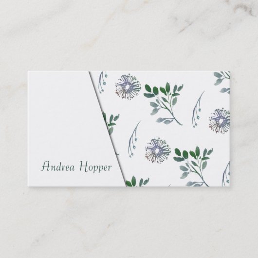 明るい多彩の水彩画の植物のパターン4 名刺 (正面)