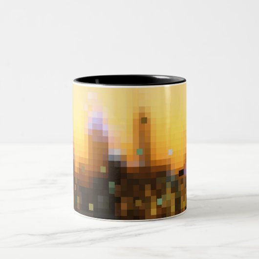 明るい夜の大都市 ツートーンマグカップ (中央)