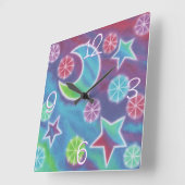 明るい夜の「数字」の時計正方形 スクエア壁時計 (傾斜)