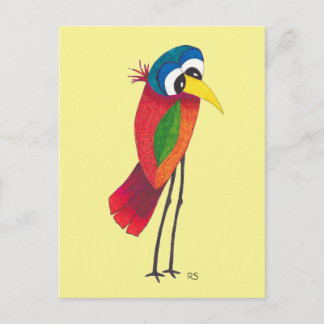 明るい大きな目の鳥はがき ポストカード