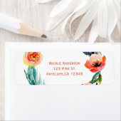 明るい大胆な花のリース水彩画のウェディングシャワー ラベル (インサイチュ)