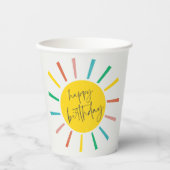 明るい太陽のスクリプト 子供の誕生日パーティー 紙コップ (正面)