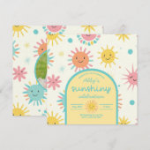 明るい太陽の日写真誕生日 招待状 (正面/裏面)