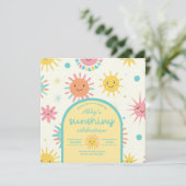 明るい太陽の日写真誕生日 招待状 (スタンド正面)