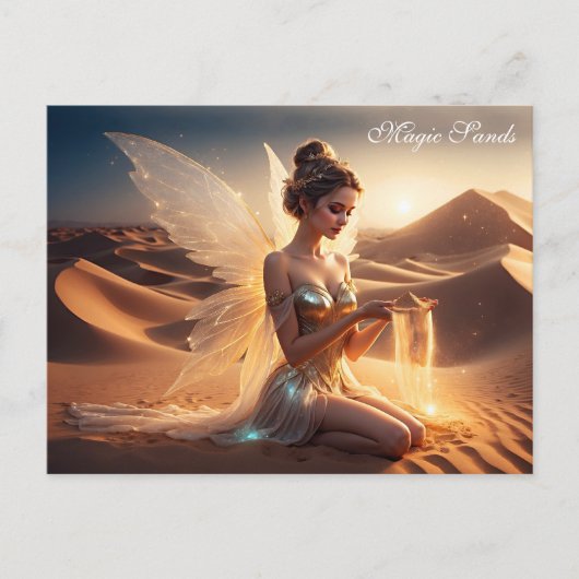明るい女の子の妖精の自然の翼とサハラアート ポストカード (正面)