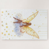 明るい妖精の黄金の蝶の翼の穏やかな美しい ジグソーパズル (横)