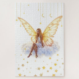 明るい妖精の黄金の蝶の翼の穏やかな美しい ジグソーパズル