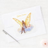 明るい妖精の黄金の蝶の翼の穏やかな美しい スクエアシール (封筒)