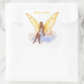 明るい妖精の黄金の蝶の翼の穏やかな美しい スクエアシール (バッグ)