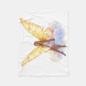 明るい妖精の黄金の蝶の翼の穏やかな美しい フリースブランケット (正面)